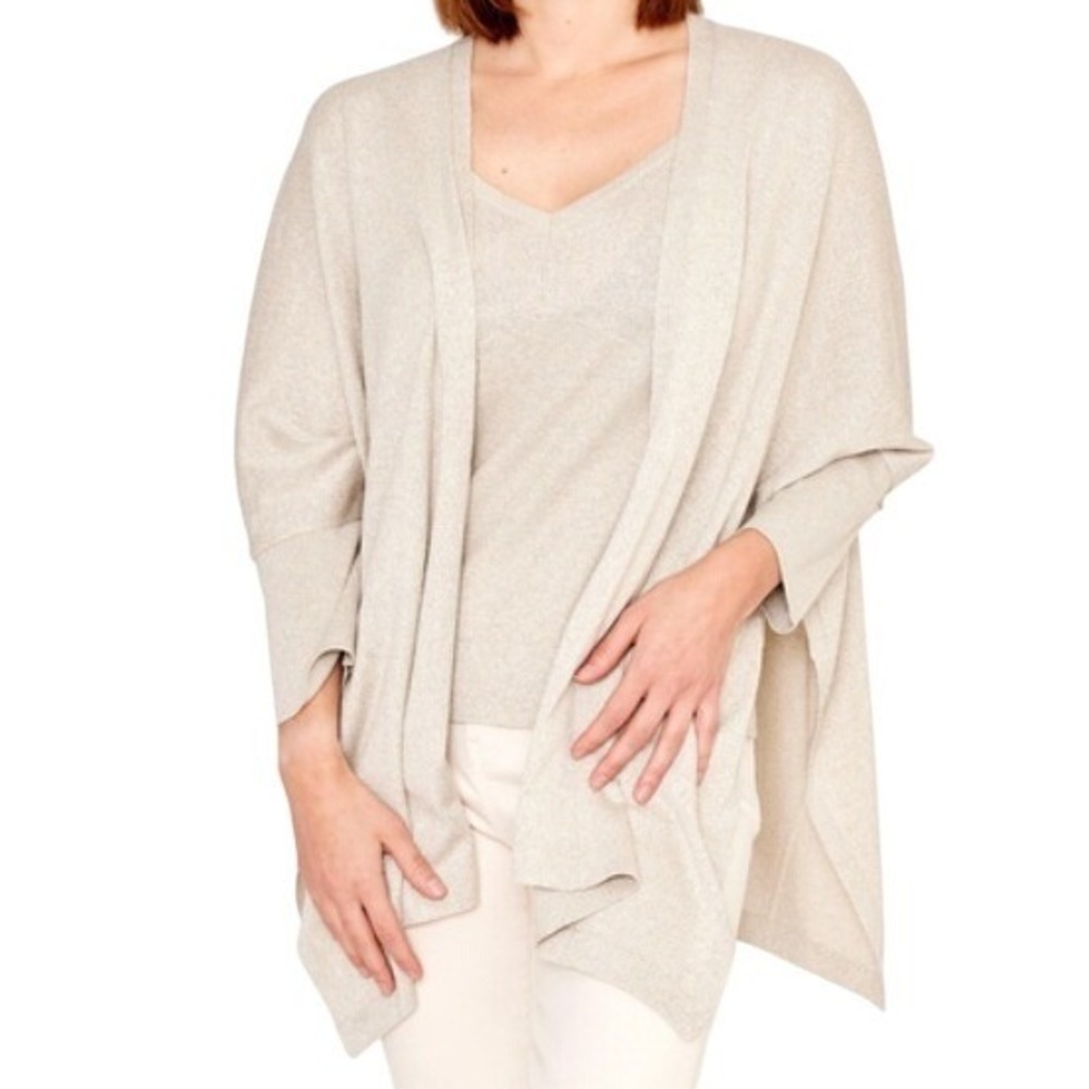 Nic + Zoe 2PC Set Tank Cardigan 1X OS Gray Metallic Soft Girl Modest Lounge Boho